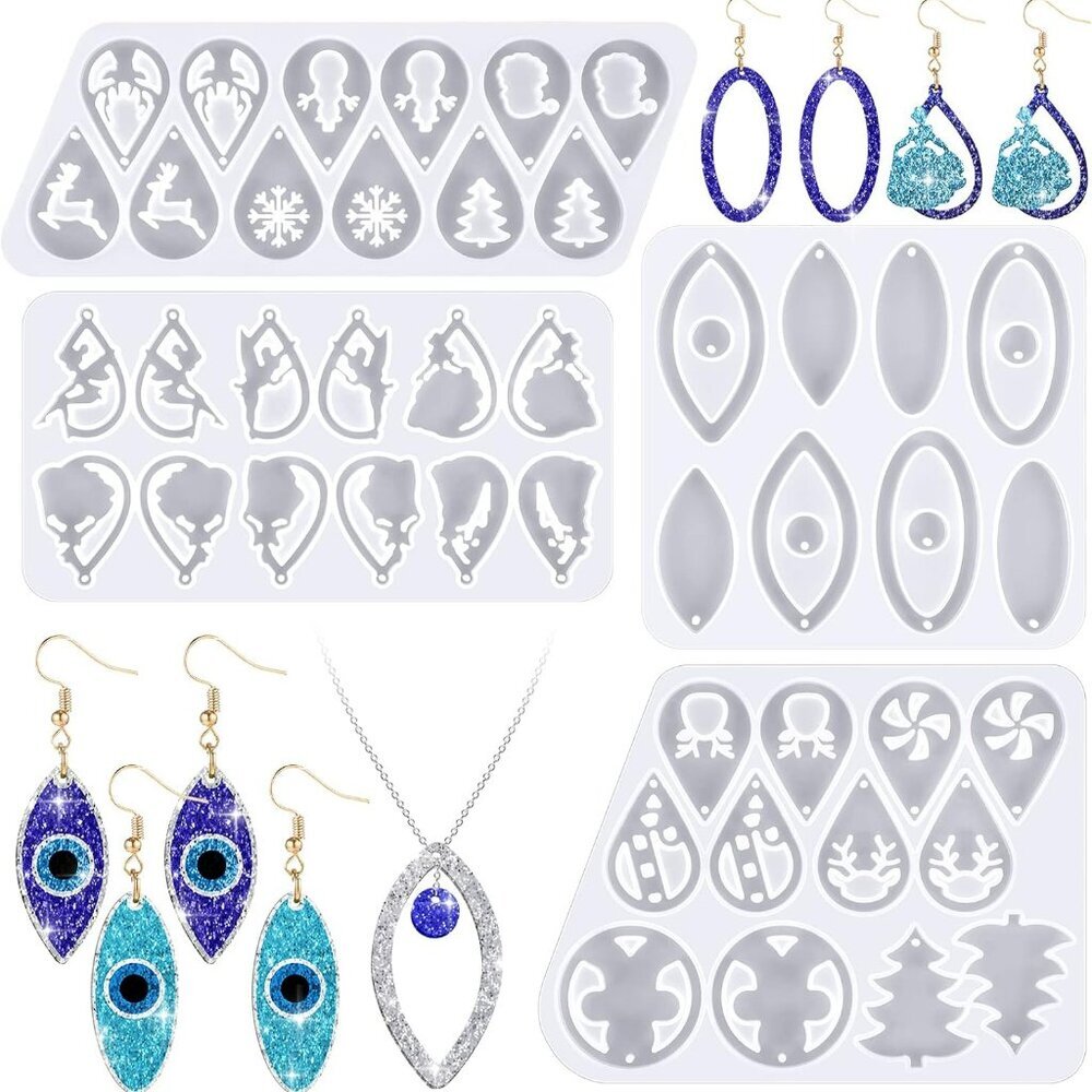 4 Pieces Resin Jewelry Earring Silicone Molds Summer Mother's Day Women Epoxy Mo